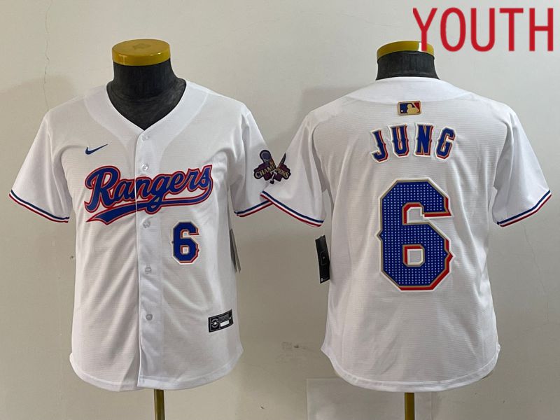 Youth Texas Rangers #6 Jung White Champion Game Nike 2024 MLB Jersey style 4